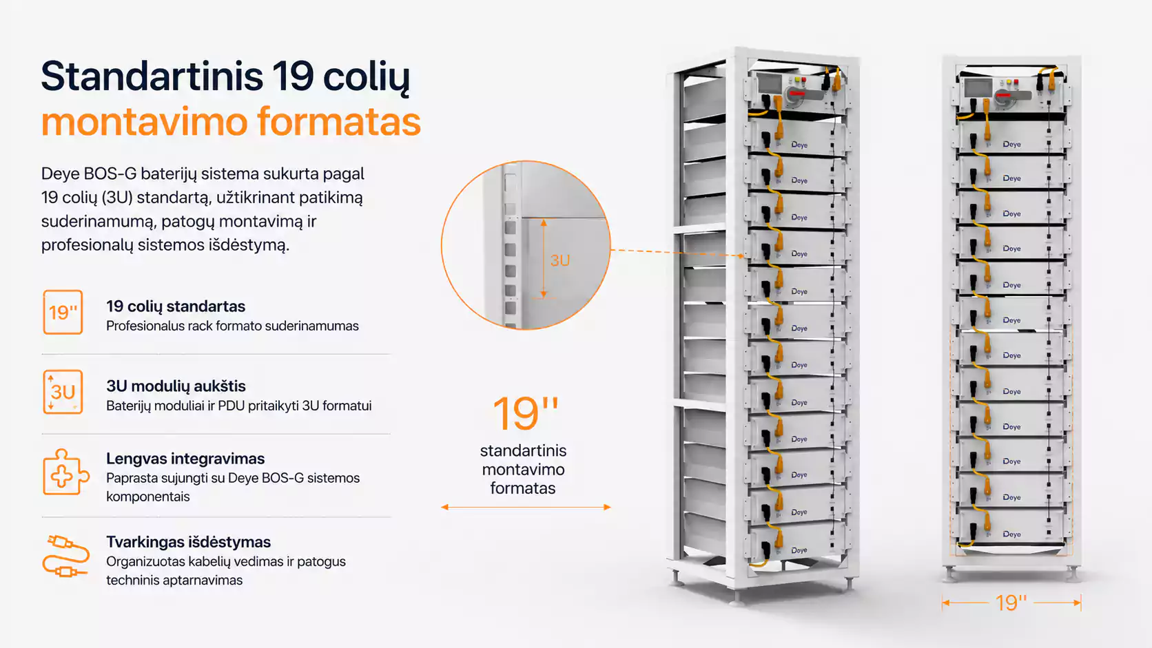Deye 3U-HRACK 13 sluoksnių stovas 19 coliu formatas