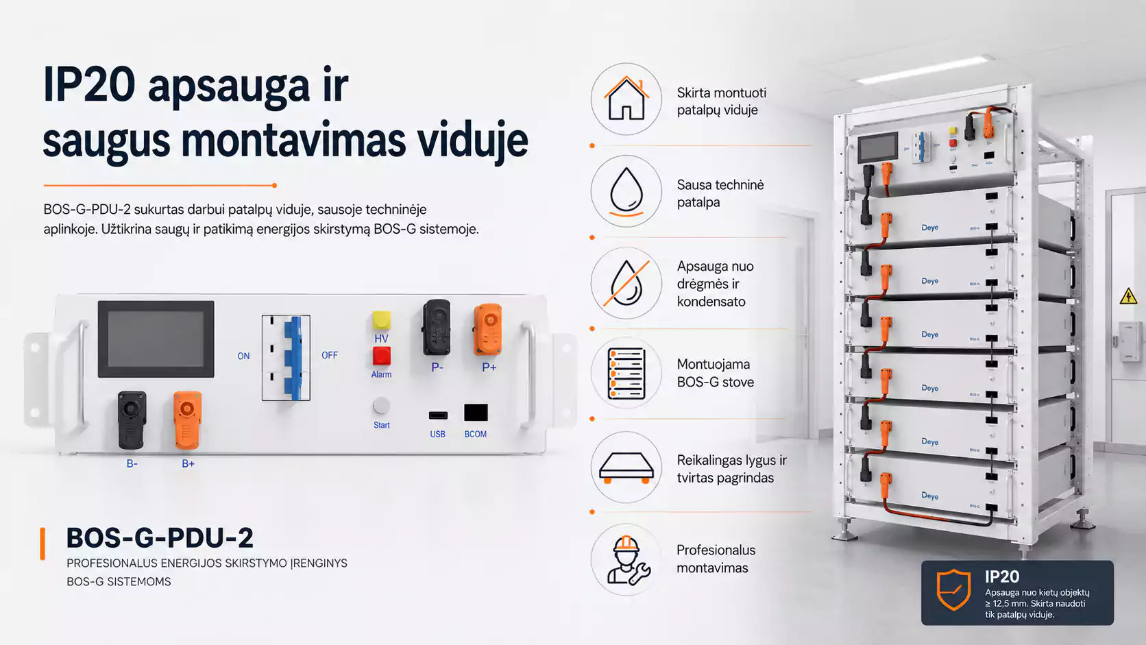 Deye BOS-G-PDU-2 aukštos įtampos baterijų valdymo blokas - Image 2
