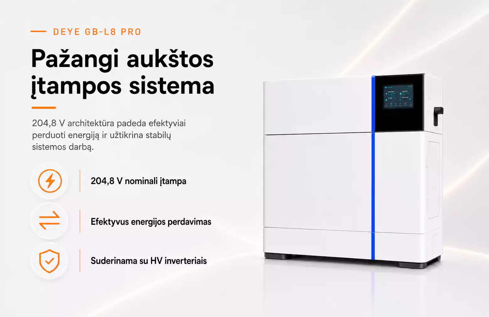 Deye GB L PRO 8 kWh aukstos itampos sistema arsolar.lt