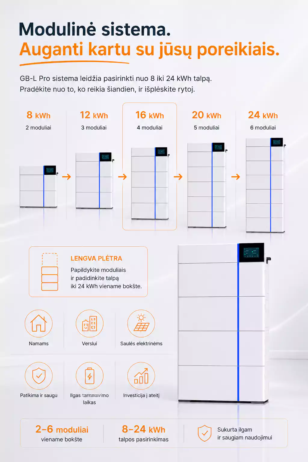 Deye GB L16 PRO 16 kWh moduline sistema arsolar.lt