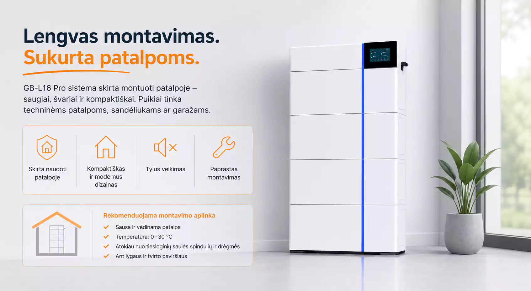 Deye GB L16 PRO 16 kWh montavimas arsolar.lt