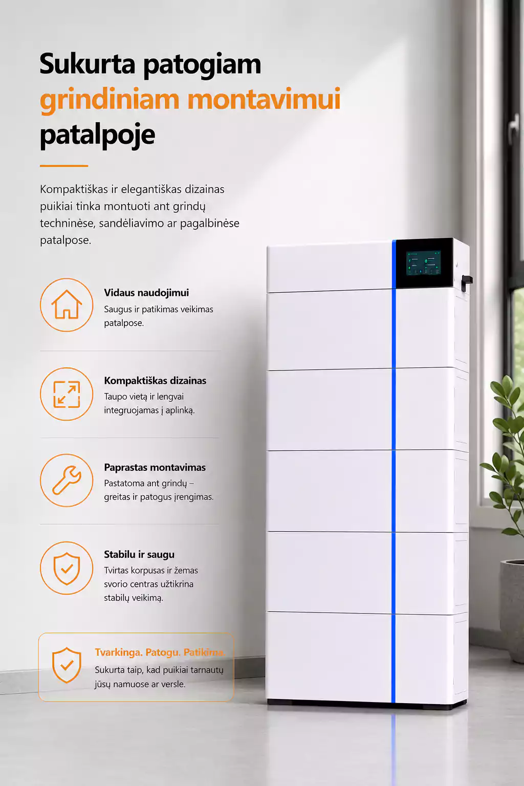 Deye GB L20 PRO 20 kWh montavimas arsolar.lt