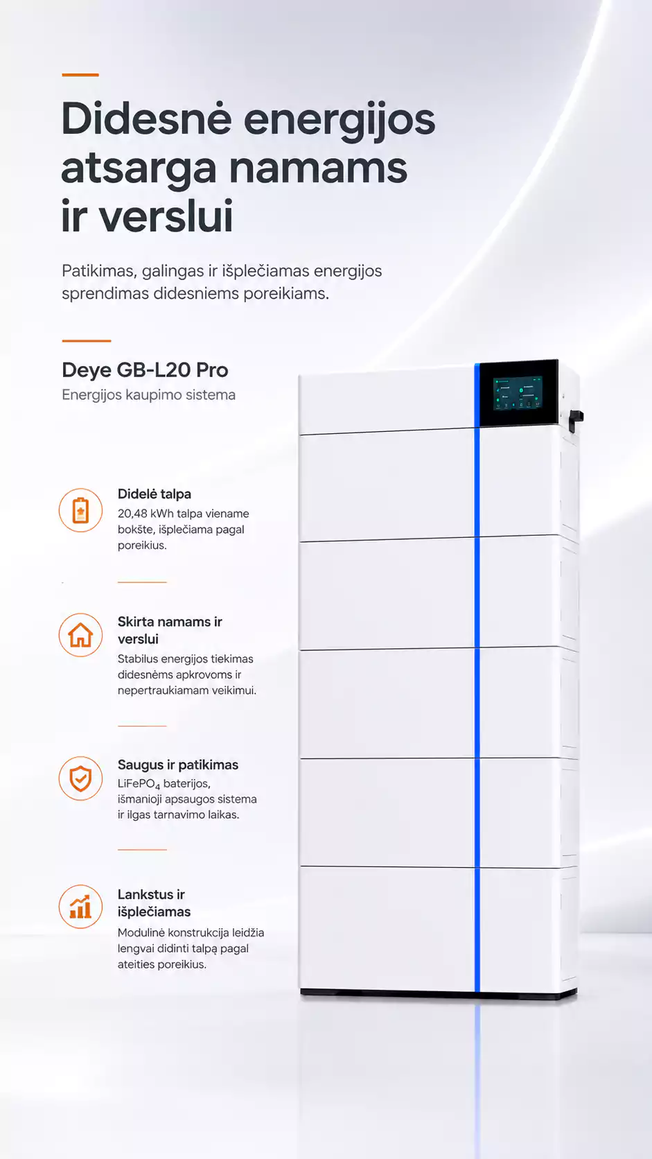 Deye GB L20 PRO 20 kWh namams arsolar.lt