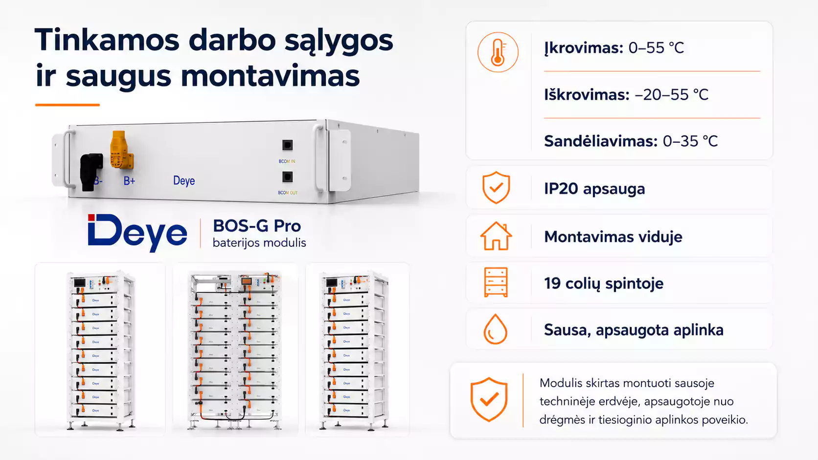 Deye BOS-G Pro veikimo temperatura