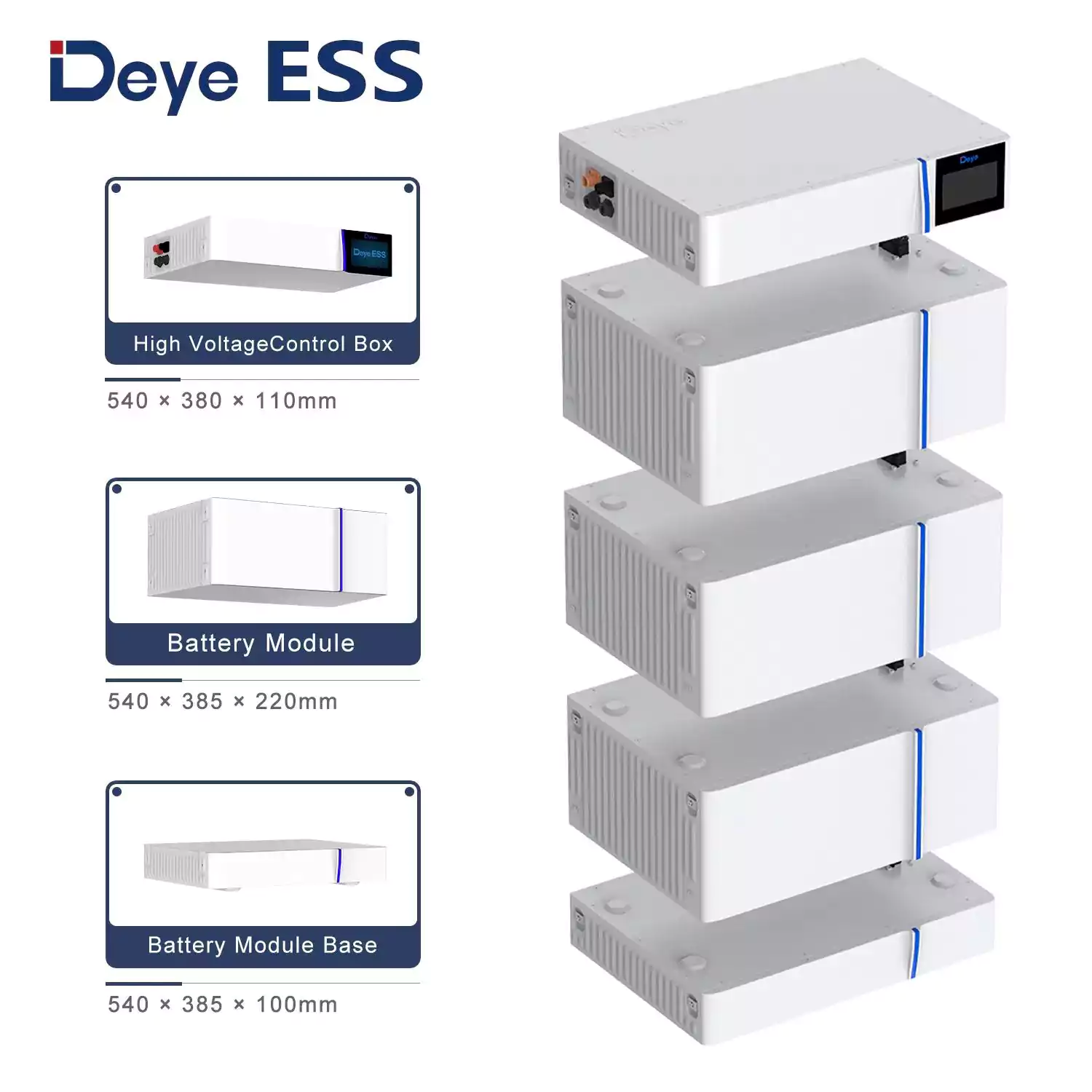 Deye GB-L PDU + Base aukštos įtampos baterijų sistemos valdymo blokas ir pagrindas demonstracinis vaizdas arsolar
